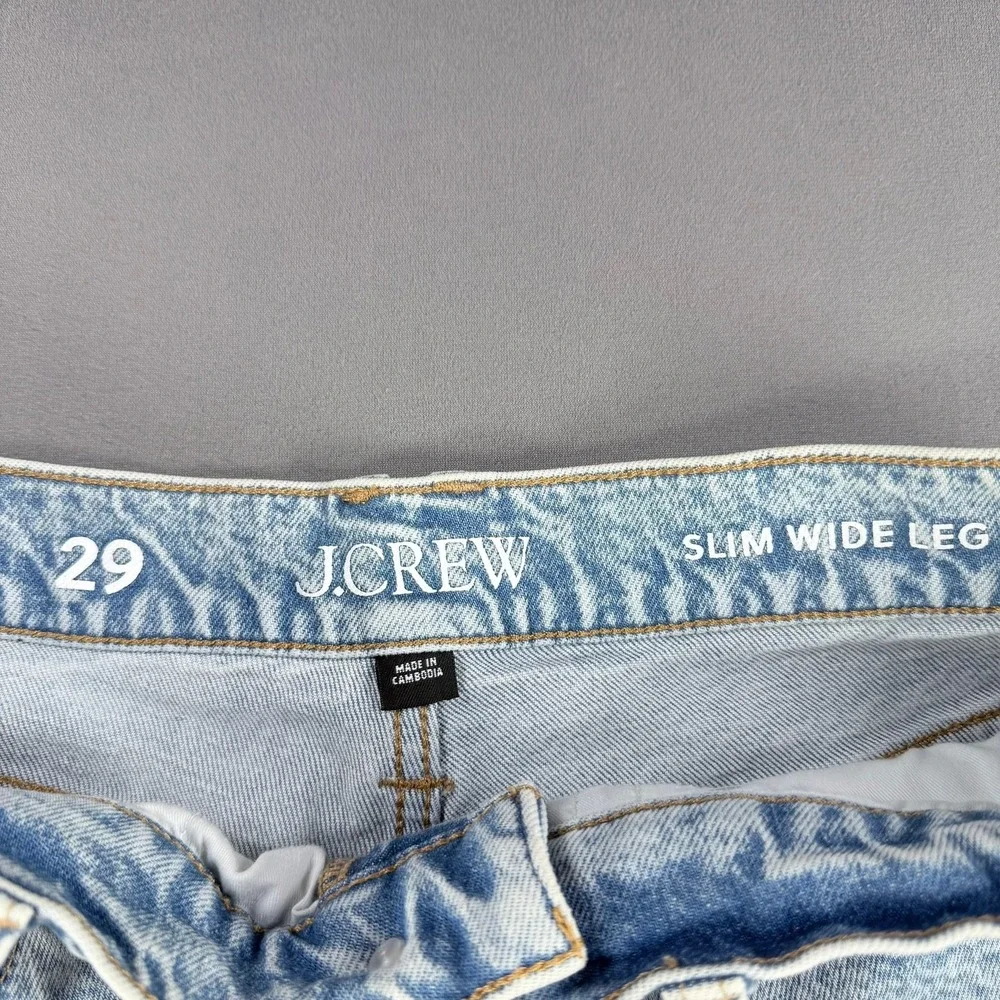 J.Crew Womens 29 Light‎ Wash Cotton Slim Wide Leg Denim Jeans BR131 Re-Imagined